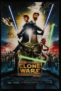 4w863 STAR WARS: THE CLONE WARS advance DS 1sh '08 Anakin Skywalker, Yoda, & Obi-Wan Kenobi!