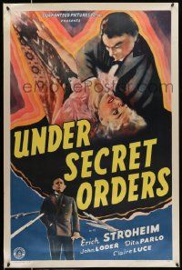 4w939 UNDER SECRET ORDERS 1sh '43 Erich von Stroheim, gripping expose of a most sinister spy ring!