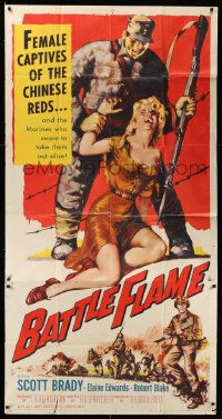4y727 BATTLE FLAME 3sh '59 female captives of the Chinese Reds & Marines who sword to save them!