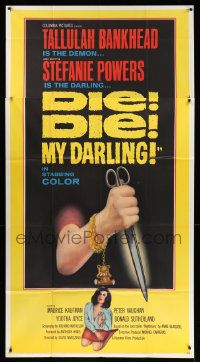 4y776 DIE DIE MY DARLING 3sh '65 Tallulah Bankhead, cool art of stabbing scissors & bear bracelet!