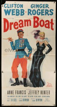 4y781 DREAM BOAT 3sh '52 sexy Ginger Rogers was professor Clifton Webb's co-star in silent movies!