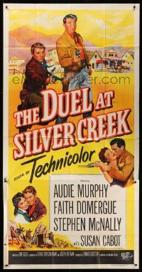 4y782 DUEL AT SILVER CREEK 3sh '52 Audie Murphy, Stephen McNally, Faith Domergue, early Don Siegel!