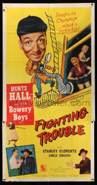 4y790 FIGHTING TROUBLE 3sh '56 voyeur Huntz Hall & the Bowery Boys, jeepers creepers what a peeker!