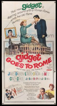 4y803 GIDGET GOES TO ROME 3sh '63 James Darren & Cindy Carol over Italy's Colisseum!