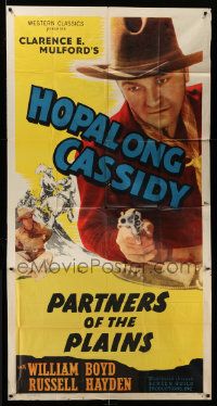 4y827 HOPALONG CASSIDY 3sh '40s great image of William Boyd holding gun, Partners of the Plains!