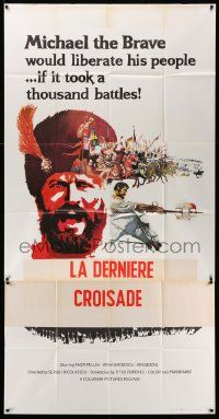 4y844 LAST CRUSADE 3sh '72 montage art of Romanian hero Michael the Brave by Ron Lesser!