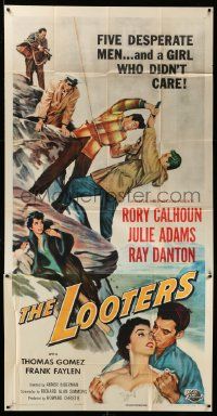 4y849 LOOTERS 3sh '55 Rory Calhoun and Julie Adams trapped on mountain, a girl who didn't care!