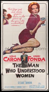 4y855 MAN WHO UNDERSTOOD WOMEN 3sh '59 sexy full-length Leslie Caron in the arms of Henry Fonda!