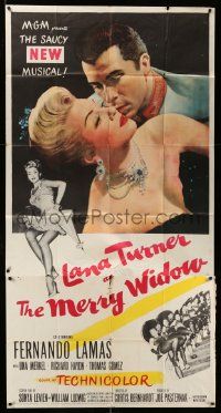 4y859 MERRY WIDOW 3sh '52 great romantic close up of sexy Lana Turner & Fernando Lamas!