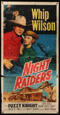 4y871 NIGHT RAIDERS 3sh '52 great full-length of Whip Wilson & pretty Lois Hall!