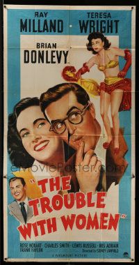 4y971 TROUBLE WITH WOMEN style A 3sh '46 artwork of Ray Milland, Teresa Wright, Brian Donlevy!