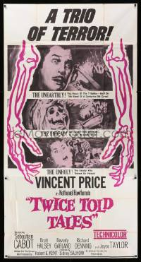 4y974 TWICE TOLD TALES 3sh '63 Vincent Price, Nathaniel Hawthorne, a trio of unholy horror!