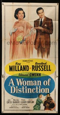 4y997 WOMAN OF DISTINCTION 3sh '50 art of Rosalind Russell & college professor Ray Milland!