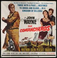 4y024 COMANCHEROS 6sh '61 art of John Wayne in a kingdom of killers, directed by Michael Curtiz!