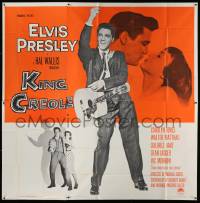 4y046 KING CREOLE 6sh '58 great full-length image of Elvis Presley w/guitar & Carolyn Jones, rare!