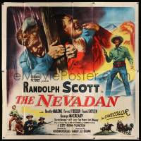 4y062 NEVADAN 6sh '50 Randolph Scott, Dorothy Malone, Forrest Tucker, cool western montage!