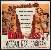 4y070 RATON PASS 6sh '51 Dennis Morgan, Patricia Neal, Steve Cochran, cool western montage!