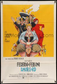 4y276 AMARCORD Argentinean '74 Federico Fellini classic comedy, art by Giuliano Geleng!