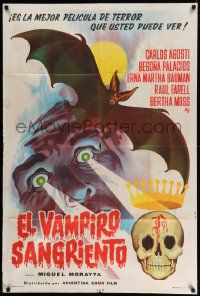 4y306 EL VAMPIRO SANGRIENTO Argentinean '63 cool artwork of vampire, bat & bloody skull!