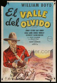 4y336 LOST CANYON Argentinean '42 great artwork of William Boyd with two guns over the desert!