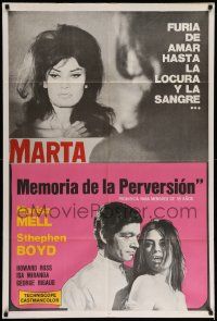 4y338 MARTA Argentinean '71 cool Cesselon art of Marisa Mell in a dual role with Stephen Boyd!