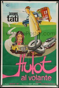 4y375 TRAFFIC Argentinean '71 great wacky art of Jacques Tati as Mr. Hulot!