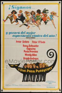 4y383 WHAT'S NEW PUSSYCAT Argentinean '65 Frazetta art of Woody Allen, Peter O'Toole & sexy babes!