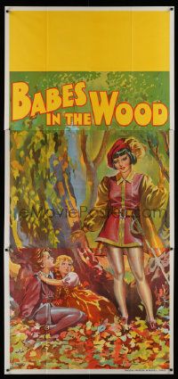 4y725 BABES IN THE WOOD stage play English 3sh '30s stone litho of female hero finding lost kids!