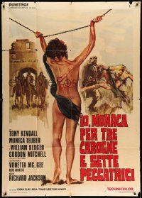 4y402 BIG BUST-OUT Italian 1p '72 wild different art of naked tortured women in prison!