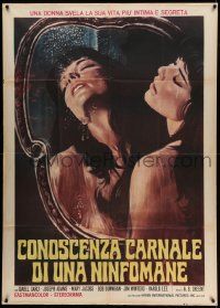 4y438 CONOSCENZA CARNALE DI UNA NINFOMANE Italian 1p '72 art of sexy naked Isabel Sarli by mirror!