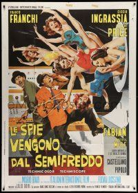 4y459 DR. GOLDFOOT & THE GIRL BOMBS Italian 1p '66 Mario Bava, art of sexy ladies w/Franco & Ciccio