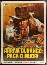 4y461 DURANGO IS COMING, PAY OR DIE Italian 1p '71 Piovano spaghetti western art of Brad Harris!