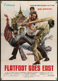 4y484 FLATFOOT IN HONG KONG export Italian 1p '75 art of Bud Spencer beating guys with bamboo pole!
