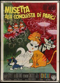 4y492 GAY PURR-EE Italian 1p '63 great Rodolfo Gasparri artwork of cartoon cats!