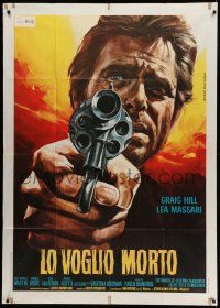 4y518 I WANT HIM DEAD Italian 1p '68 cool super close up Piovano art of Craig Hill pointing gun!