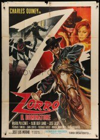 4y541 LA ULTIMA AVENTURA DEL ZORRO Italian 1p '69 cool art of the masked hero by Ezio Tarantelli!