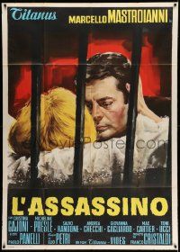 4y544 LADYKILLER OF ROME Italian 1p '61 L'assassino, art of Marcello Mastroianni behind bars!