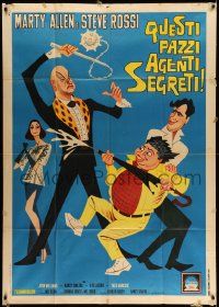 4y546 LAST OF THE SECRET AGENTS Italian 1p '67 wacky cartoon art of Marty Allen & Steve Rossi!
