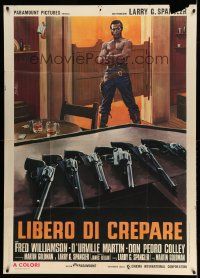 4y549 LEGEND OF NIGGER CHARLEY Italian 1p '73 different Nistri art of Williamson & guns on bar!