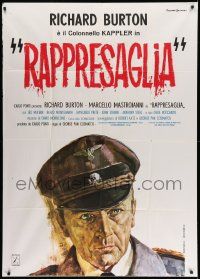 4y568 MASSACRE IN ROME Italian 1p '73 Rappresaglia, Gasparri art of Nazi Richard Burton!