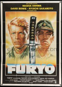4y570 MERRY CHRISTMAS MR. LAWRENCE Italian 1p '83 cool different art of David Bowie & katana!