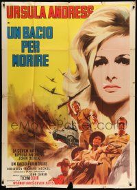 4y598 ONCE BEFORE I DIE Italian 1p '67 different Giuliano Nistri art of sexy Ursula Andress!