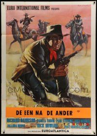 4y600 ONE AFTER ANOTHER Italian 1p '68 cool spaghetti western gunfight art by Corronelli!