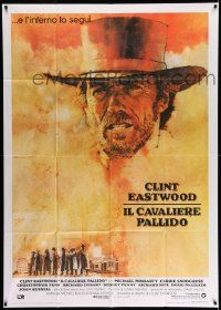 4y604 PALE RIDER Italian 1p '85 great artwork of cowboy Clint Eastwood by C. Michael Dudash!
