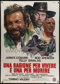 4y623 REASON TO LIVE, A REASON TO DIE Italian 1p '74 art of Savalas, Coburn & Spencer by Casaro!