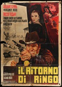 4y629 RETURN OF RINGO Italian 1p '65 Giuliano Gemma, spaghetti western art by Giorgio Olivetti!