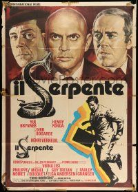 4y643 SERPENT Italian 1p '73 art of Yul Brynner, Henry Fonda & Dirk Bogarde by Renato Casaro!