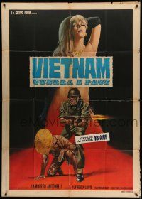 4y693 VIETNAM GUERRA E PACE Italian 1p '68 wild art of Vietnam War soldier, victim & naked woman!