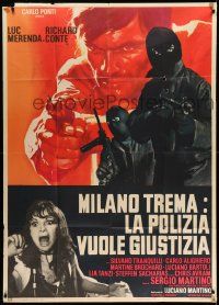 4y696 VIOLENT PROFESSIONALS Italian 1p '74 art of Luc Merenda & masked criminals with guns!