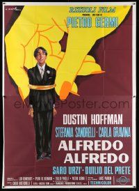 4y100 ALFREDO ALFREDO Italian 2p '73 different Ciriello art of giant hand grabbing Dustin Hoffman!